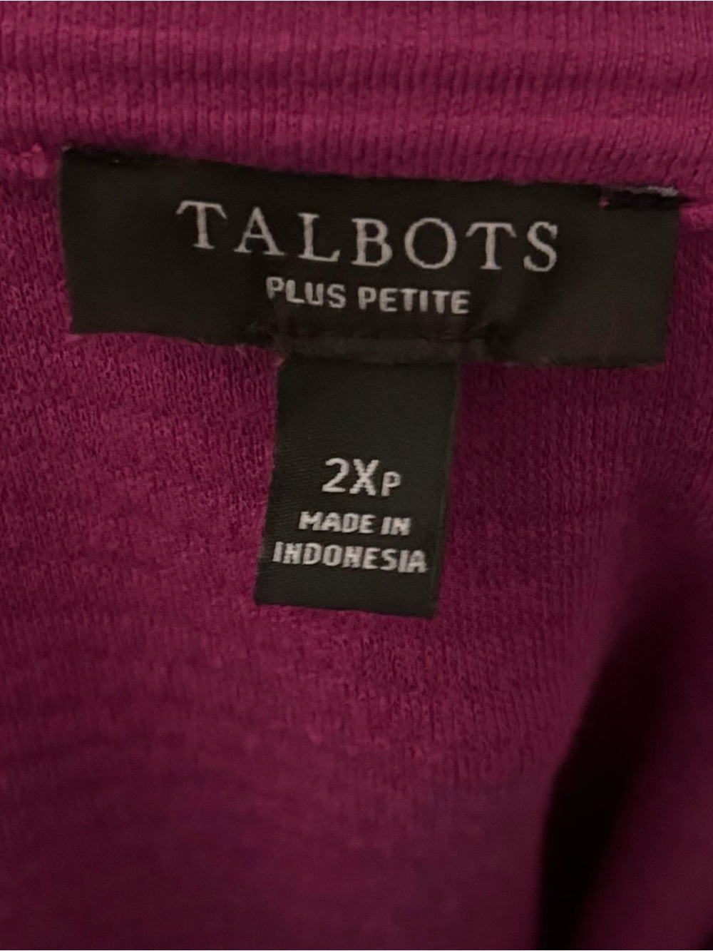 Talbots Magenta V-Notch Collared Long Sleeve Top - Picture 7 of 8